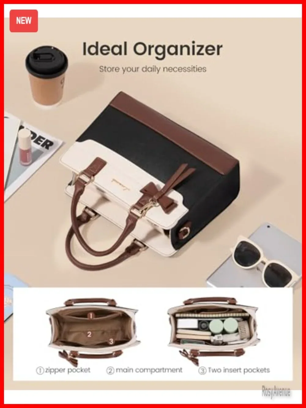 Leather Tote Purse Satchel Shoulder Crossbody Bag with Zipper